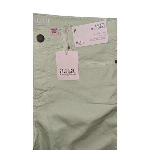 Ana High-Rise Ankle Skinny Jeans Size 6 Mint Green Stretch - Picture 3 of 7